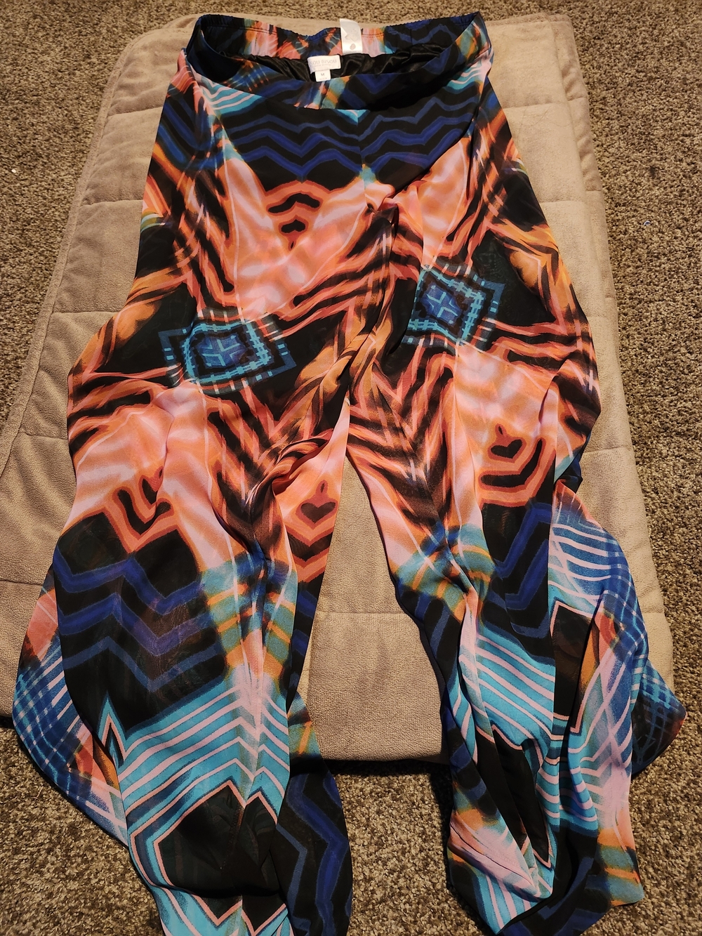 Source Unknown Multicolor Wide Leg Pants - Orange, Blue, Black